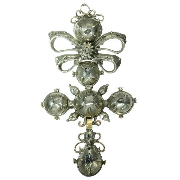 Antique cross pendant knot diamonds French regional Normandy 1800-1810